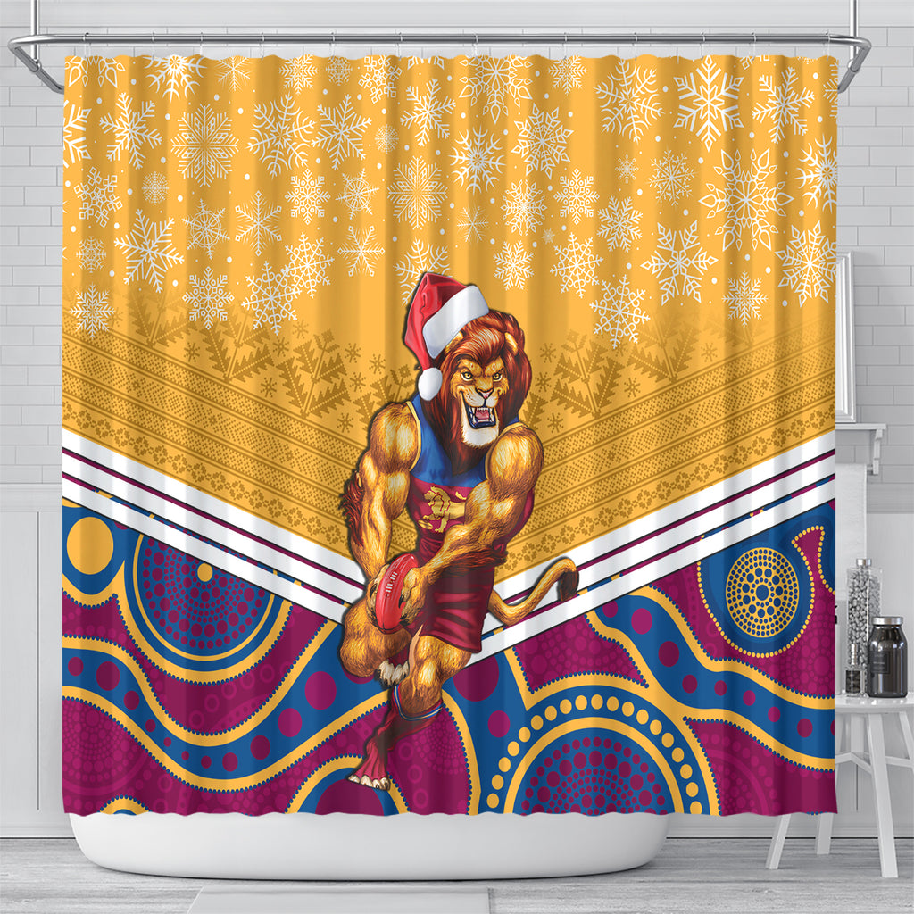 custom-brisbane-lions-football-christmas-shower-curtain-merry-xmas-2023-mix-aboriginal-art