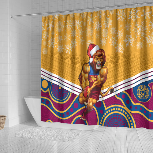 custom-brisbane-lions-football-christmas-shower-curtain-merry-xmas-2023-mix-aboriginal-art