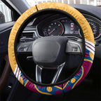 Brisbane Lions Football Christmas Steering Wheel Cover Merry Xmas 2023 Mix Aboriginal Art