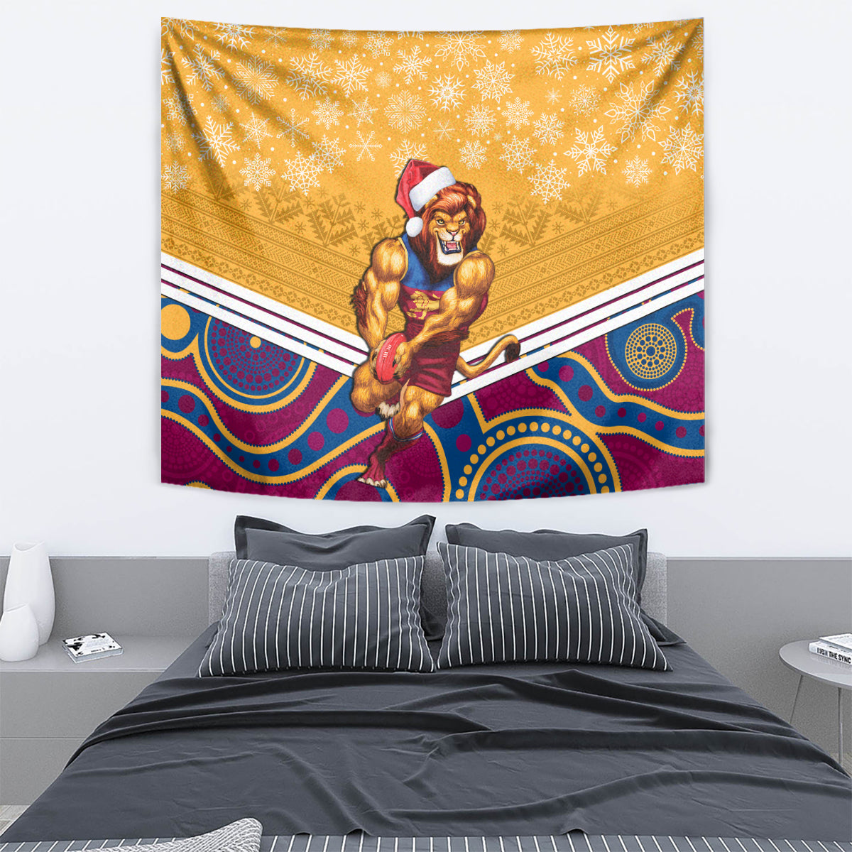 custom-brisbane-lions-football-christmas-tapestry-merry-xmas-2023-mix-aboriginal-art