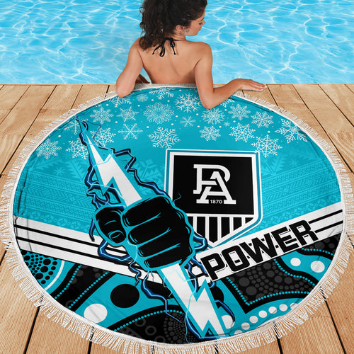 custom-port-adelaide-football-christmas-beach-blanket-merry-xmas-2023-mix-aboriginal-art