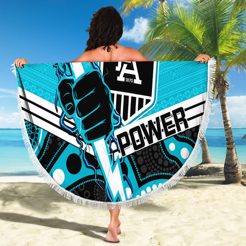 custom-port-adelaide-football-christmas-beach-blanket-merry-xmas-2023-mix-aboriginal-art