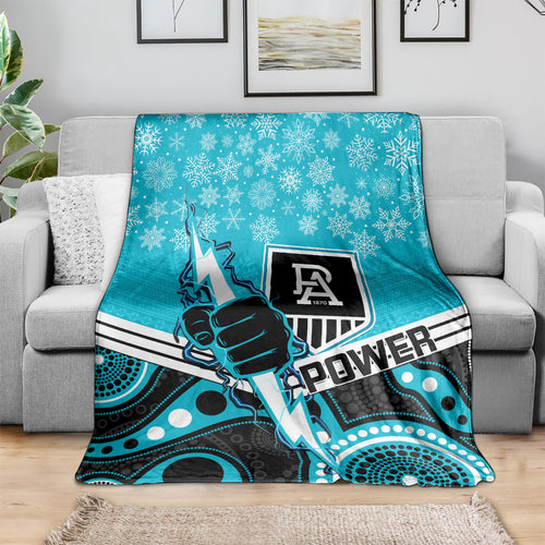 custom-port-adelaide-football-christmas-blanket-merry-xmas-2023-mix-aboriginal-art