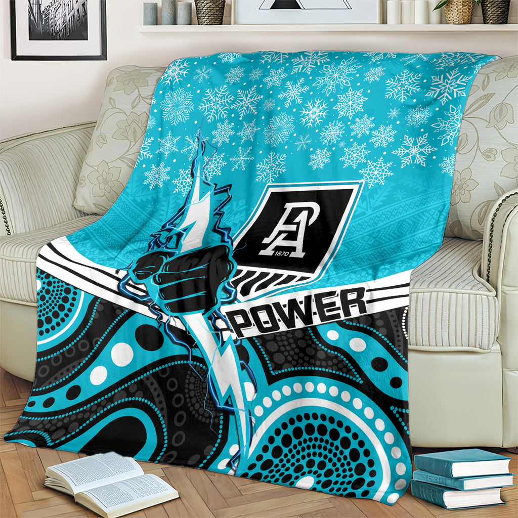 custom-port-adelaide-football-christmas-blanket-merry-xmas-2023-mix-aboriginal-art
