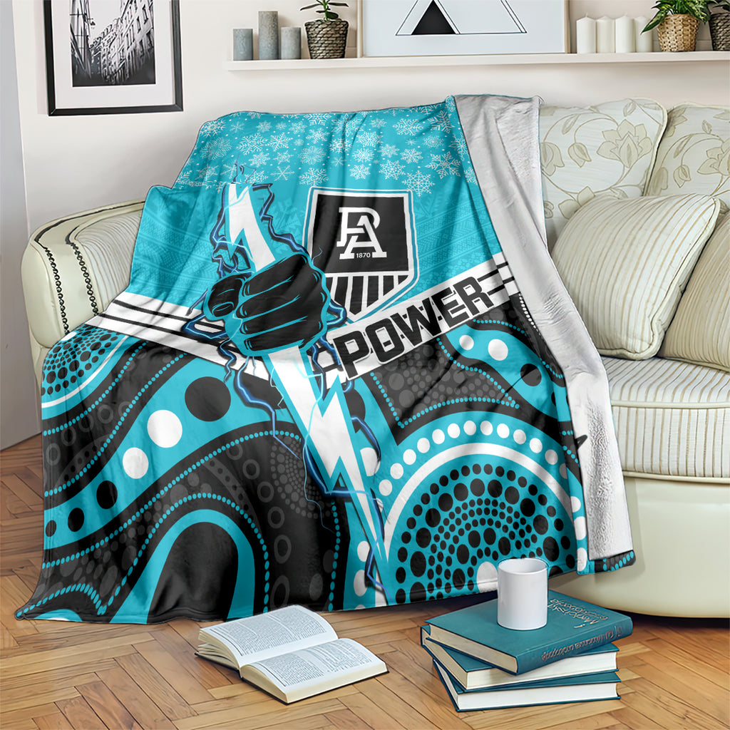 custom-port-adelaide-football-christmas-blanket-merry-xmas-2023-mix-aboriginal-art