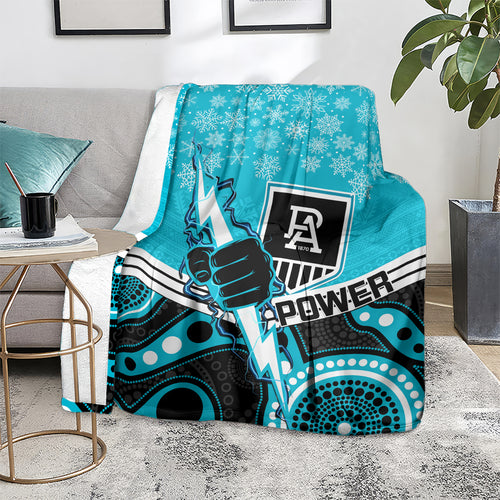 custom-port-adelaide-football-christmas-blanket-merry-xmas-2023-mix-aboriginal-art