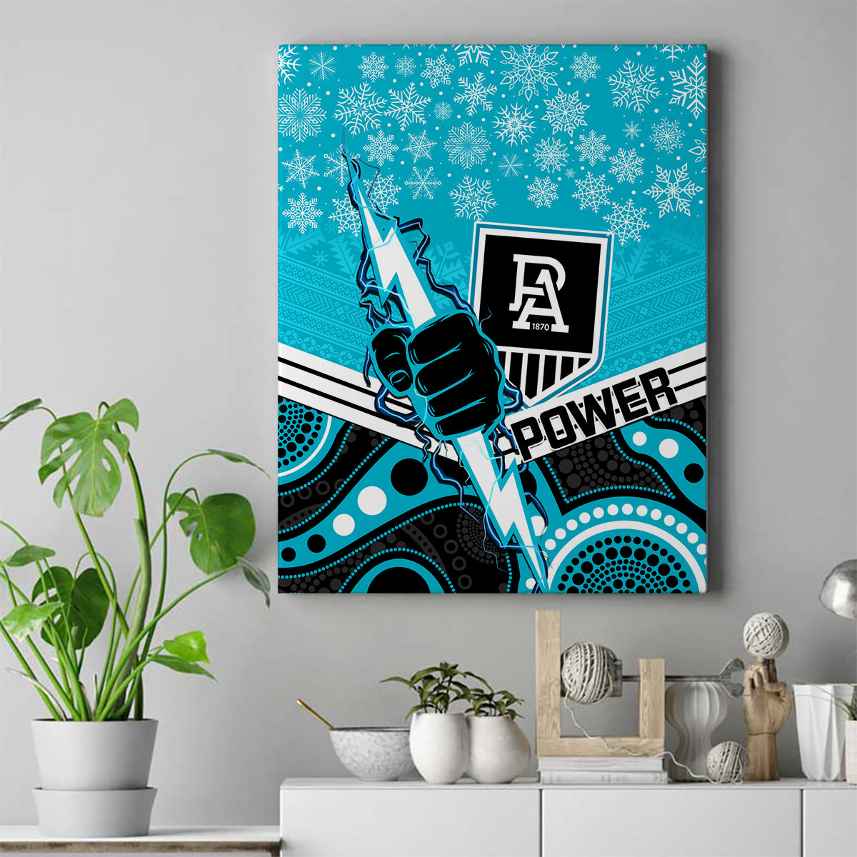 custom-port-adelaide-football-christmas-canvas-wall-art-merry-xmas-2023-mix-aboriginal-art