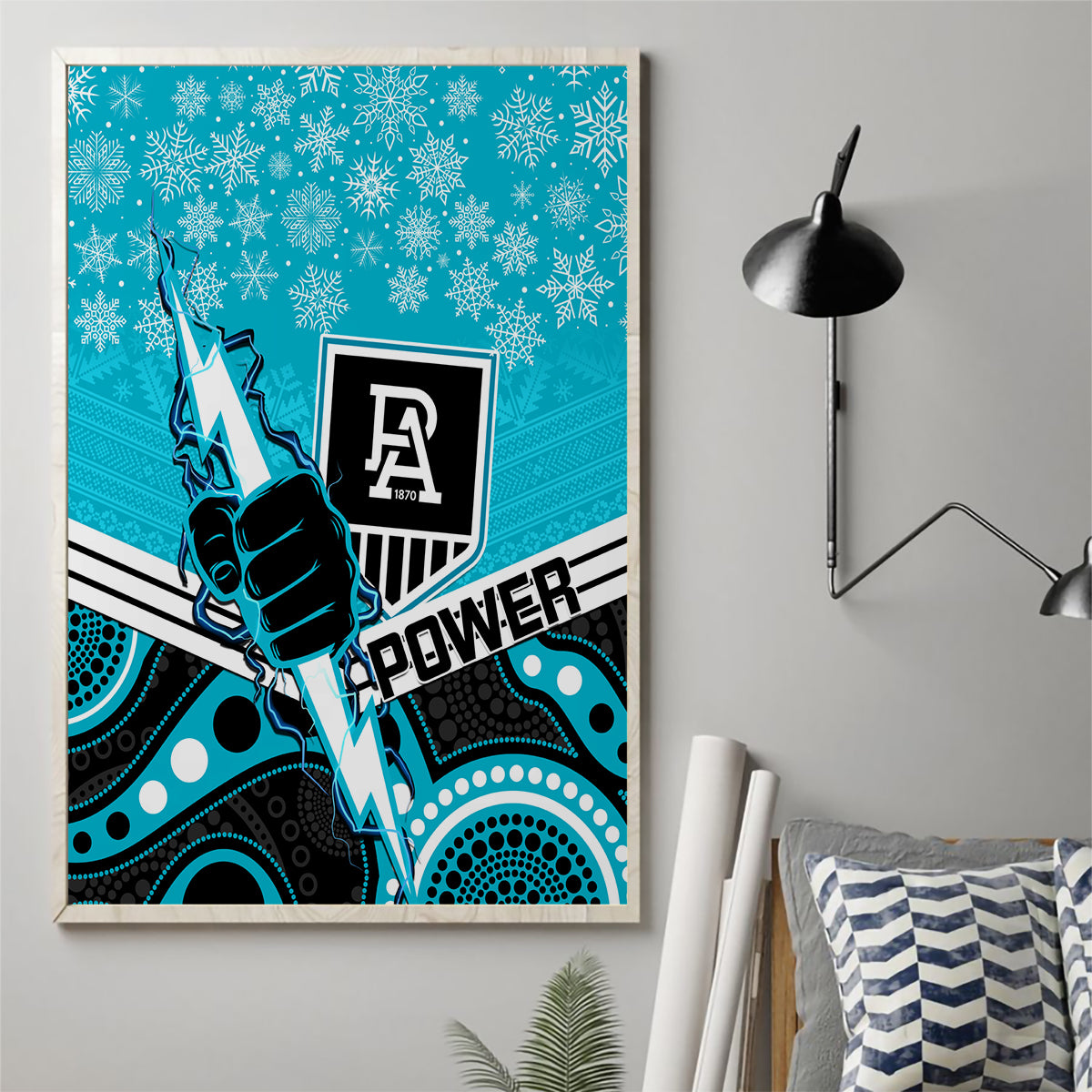 custom-port-adelaide-football-christmas-canvas-wall-art-merry-xmas-2023-mix-aboriginal-art
