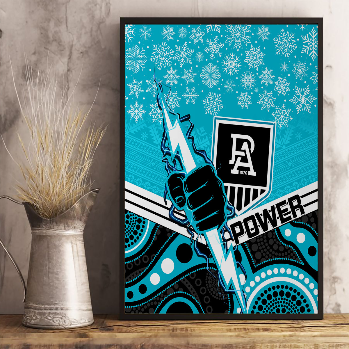 custom-port-adelaide-football-christmas-canvas-wall-art-merry-xmas-2023-mix-aboriginal-art