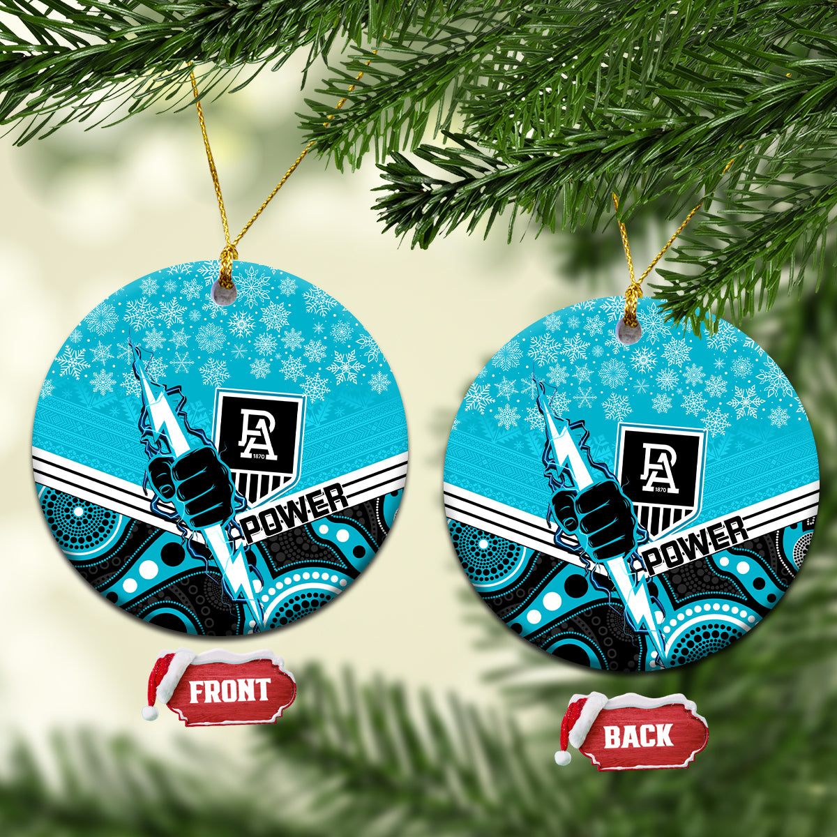 port-adelaide-football-christmas-ceramic-ornament-merry-xmas-2023-mix-aboriginal-art