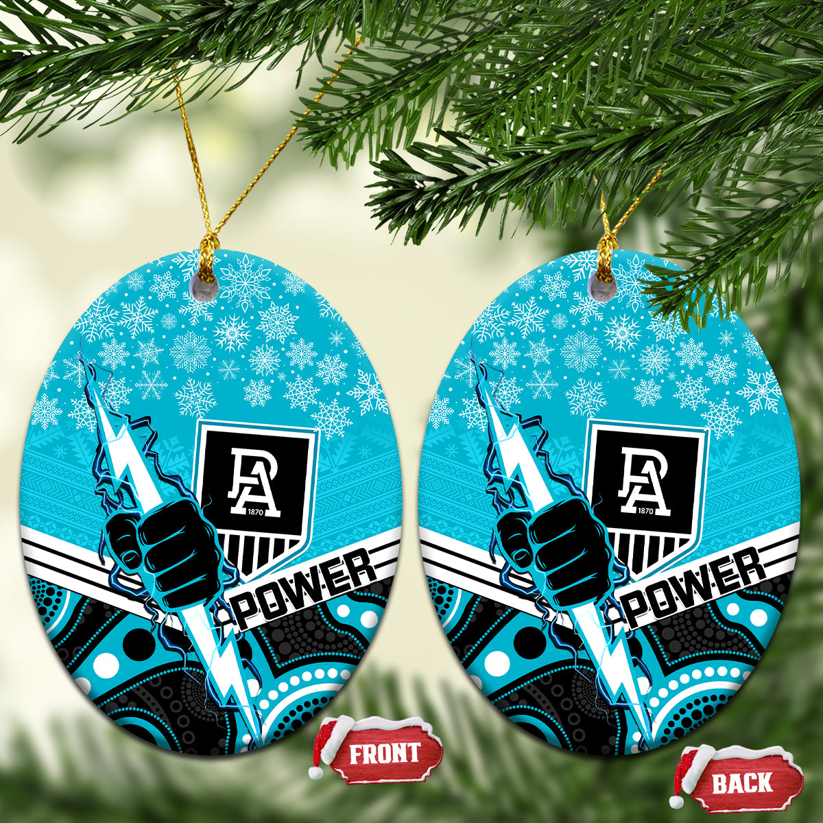 port-adelaide-football-christmas-ceramic-ornament-merry-xmas-2023-mix-aboriginal-art