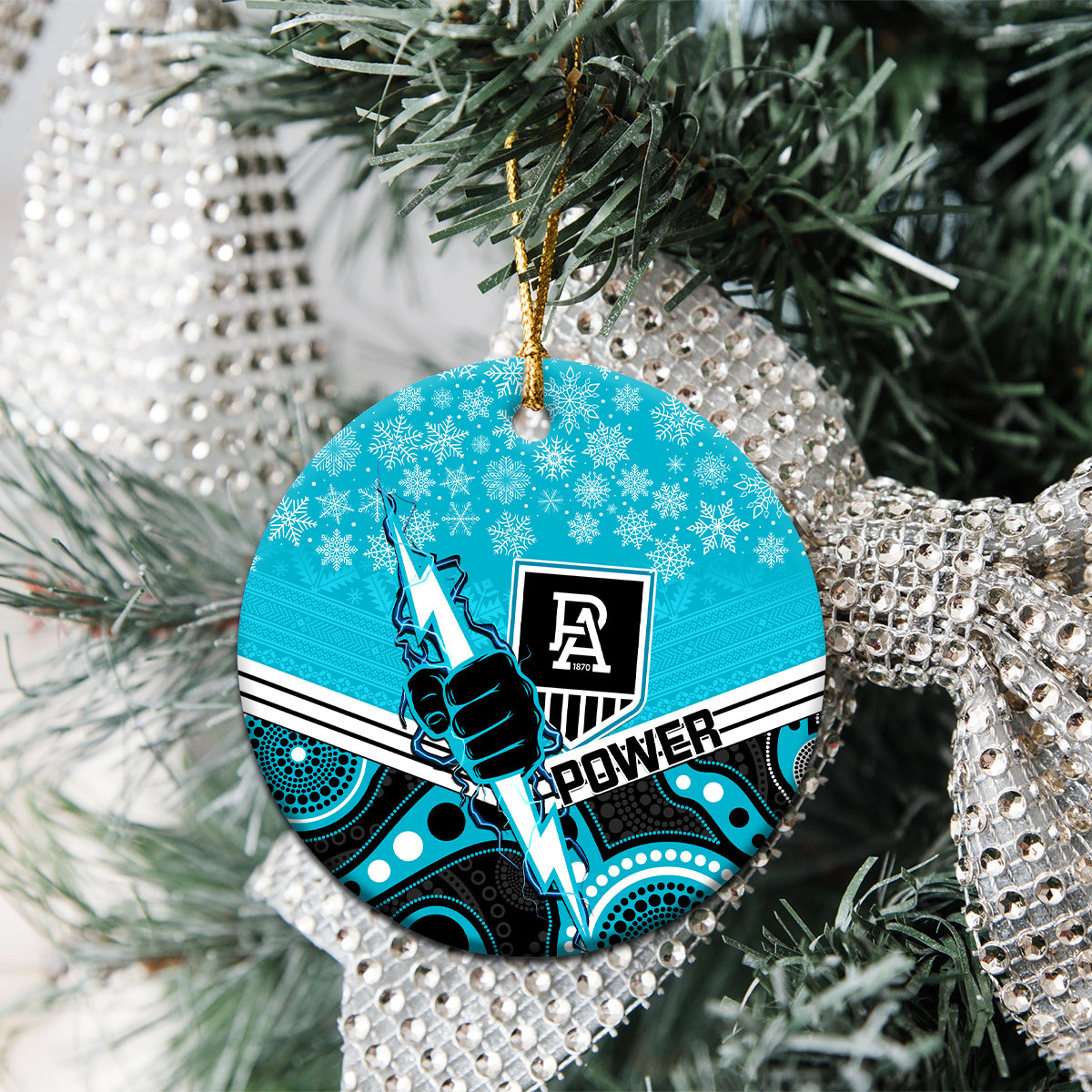 port-adelaide-football-christmas-ceramic-ornament-merry-xmas-2023-mix-aboriginal-art