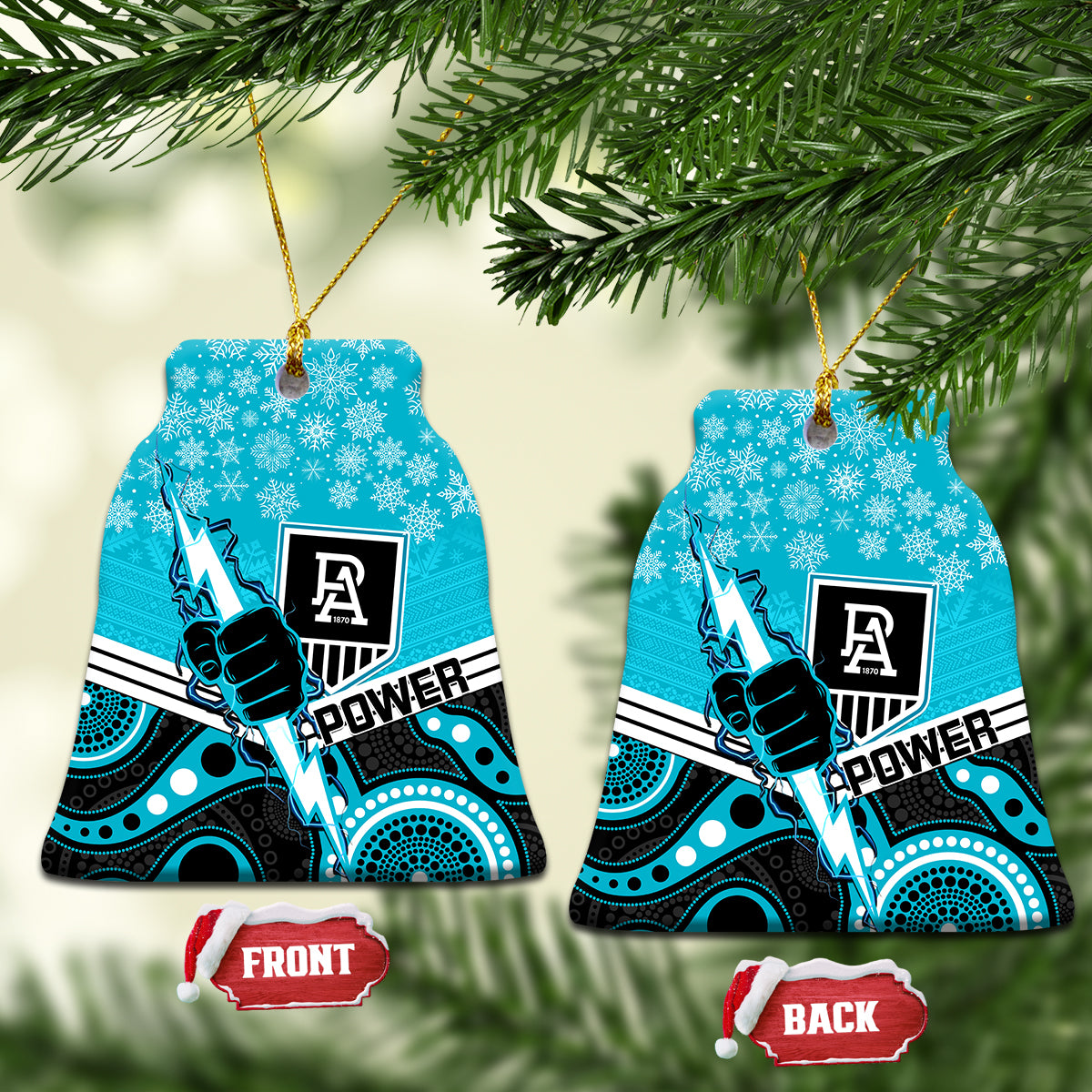 port-adelaide-football-christmas-ceramic-ornament-merry-xmas-2023-mix-aboriginal-art
