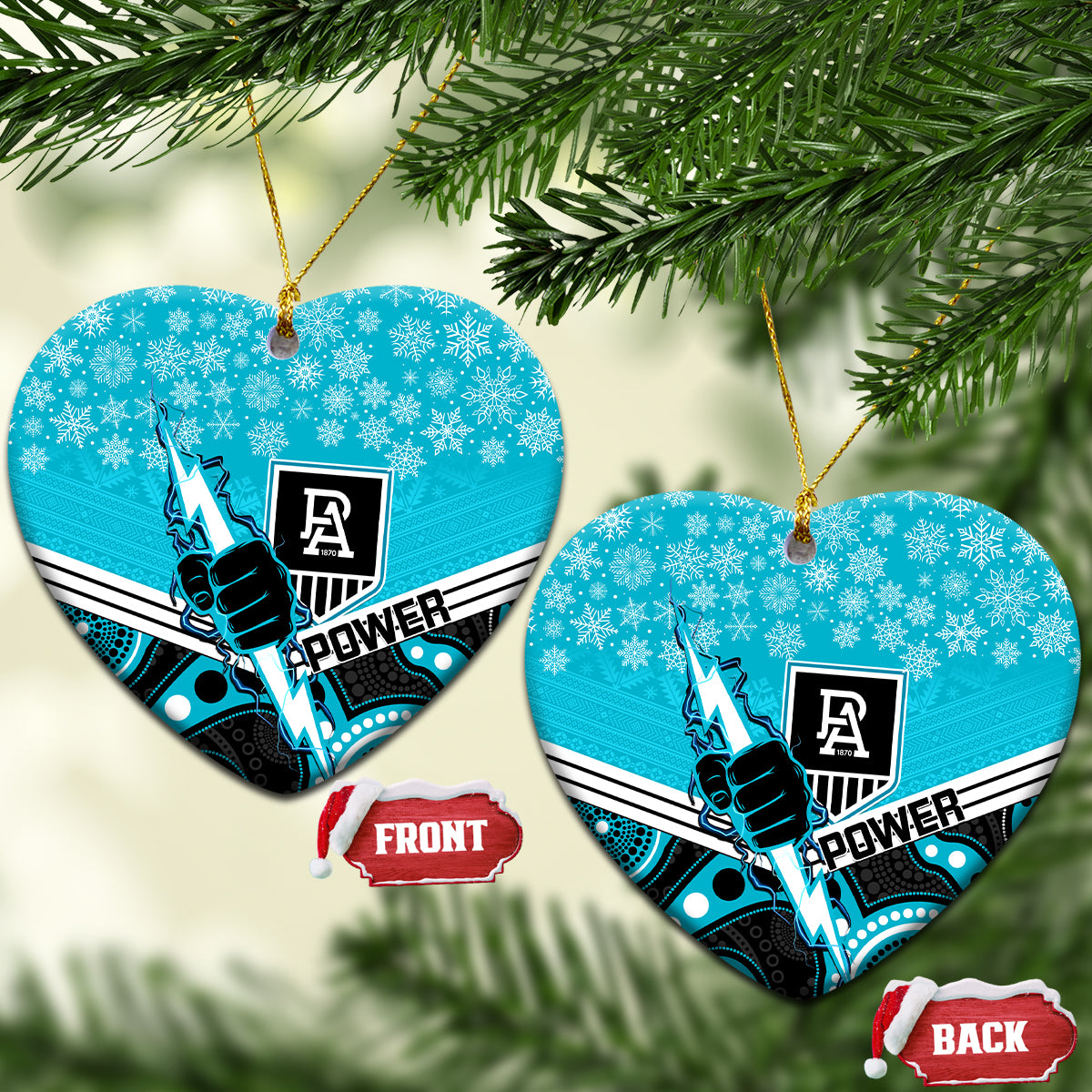 port-adelaide-football-christmas-ceramic-ornament-merry-xmas-2023-mix-aboriginal-art