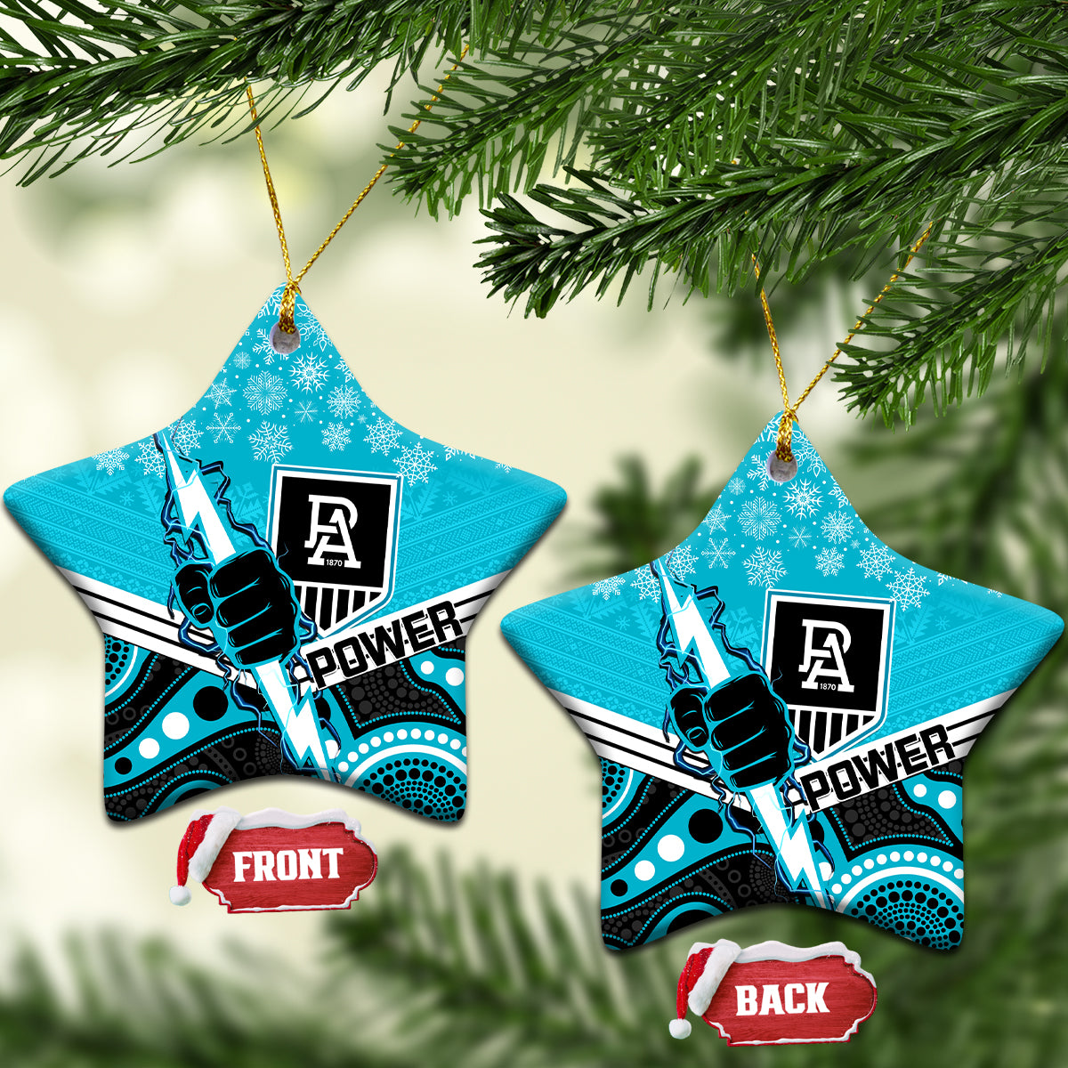 port-adelaide-football-christmas-ceramic-ornament-merry-xmas-2023-mix-aboriginal-art