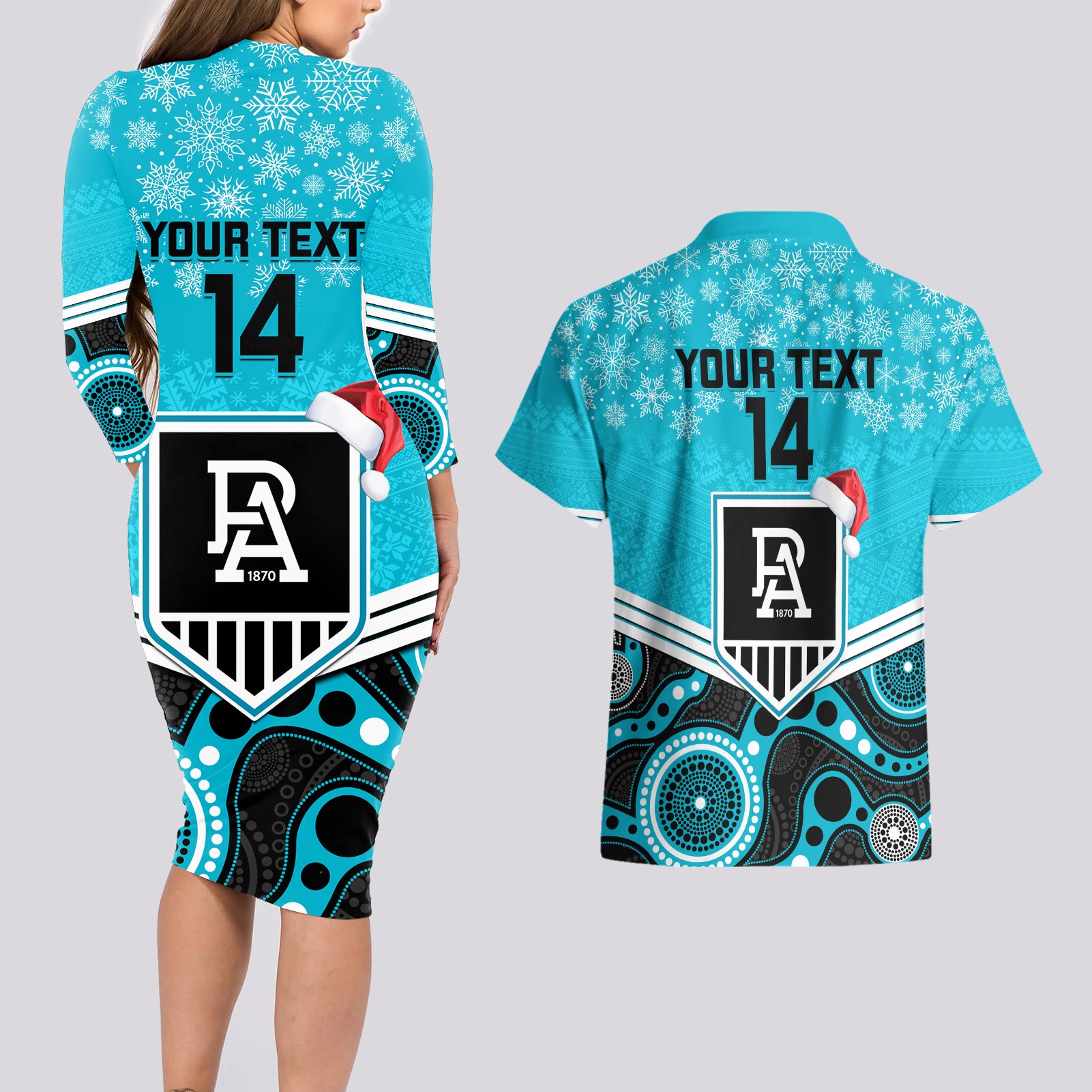 custom-port-adelaide-football-christmas-couples-matching-long-sleeve-bodycon-dress-and-hawaiian-shirt-merry-xmas-2023-mix-aboriginal-art