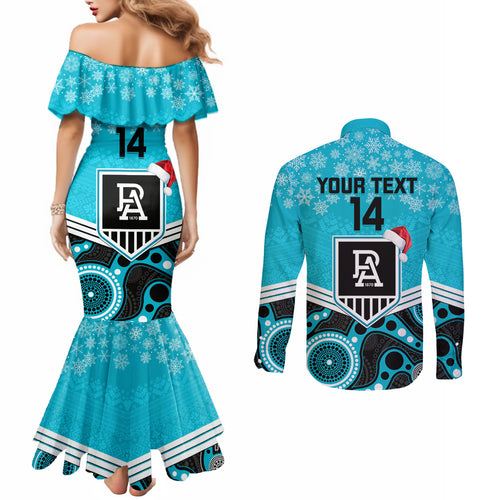 custom-port-adelaide-football-christmas-couples-matching-mermaid-dress-and-long-sleeve-button-shirt-merry-xmas-2023-mix-aboriginal-art