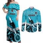 custom-port-adelaide-football-christmas-couples-matching-off-shoulder-maxi-dress-and-long-sleeve-button-shirt-merry-xmas-2023-mix-aboriginal-art