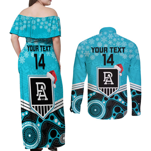 custom-port-adelaide-football-christmas-couples-matching-off-shoulder-maxi-dress-and-long-sleeve-button-shirt-merry-xmas-2023-mix-aboriginal-art