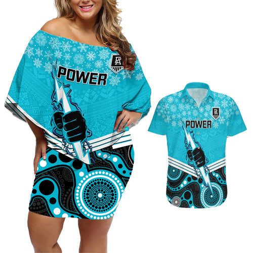 custom-port-adelaide-football-christmas-couples-matching-off-shoulder-short-dress-and-hawaiian-shirt-merry-xmas-2023-mix-aboriginal-art