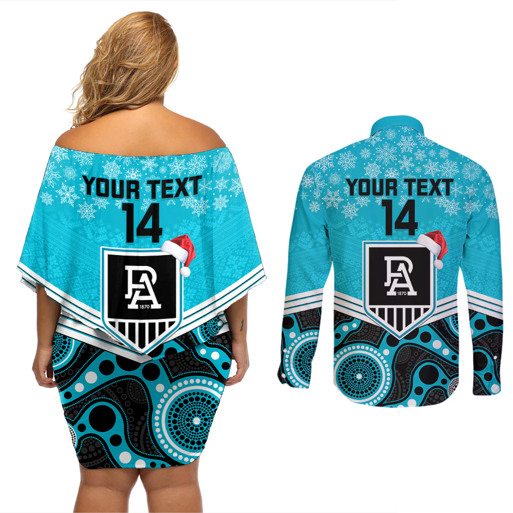 custom-port-adelaide-football-christmas-couples-matching-off-shoulder-short-dress-and-long-sleeve-button-shirt-merry-xmas-2023-mix-aboriginal-art