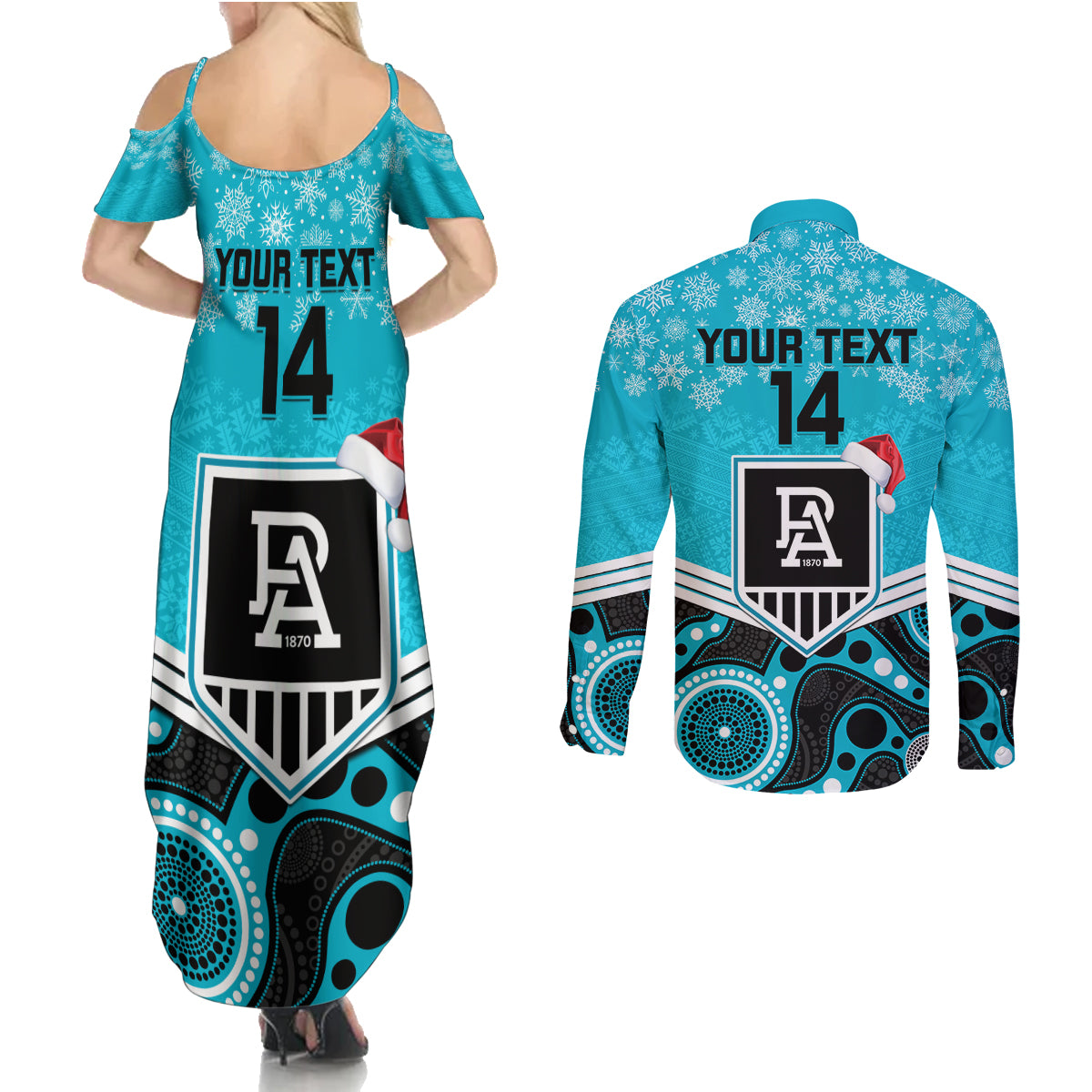 custom-port-adelaide-football-christmas-couples-matching-summer-maxi-dress-and-long-sleeve-button-shirt-merry-xmas-2023-mix-aboriginal-art