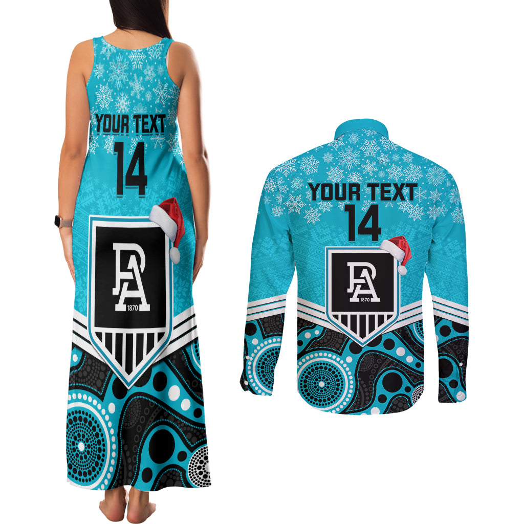 custom-port-adelaide-football-christmas-couples-matching-tank-maxi-dress-and-long-sleeve-button-shirt-merry-xmas-2023-mix-aboriginal-art