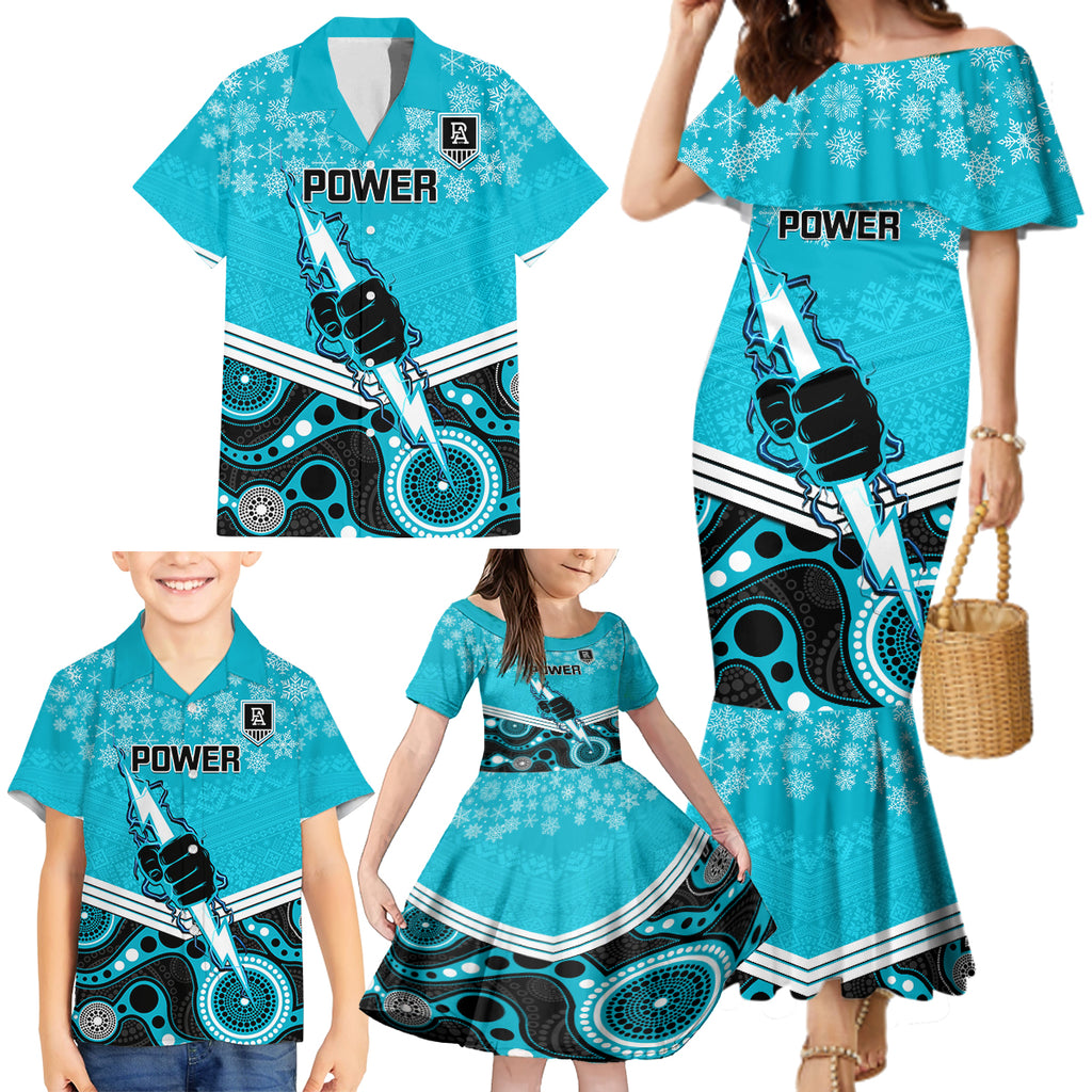 custom-port-adelaide-football-christmas-family-matching-mermaid-dress-and-hawaiian-shirt-merry-xmas-2023-mix-aboriginal-art