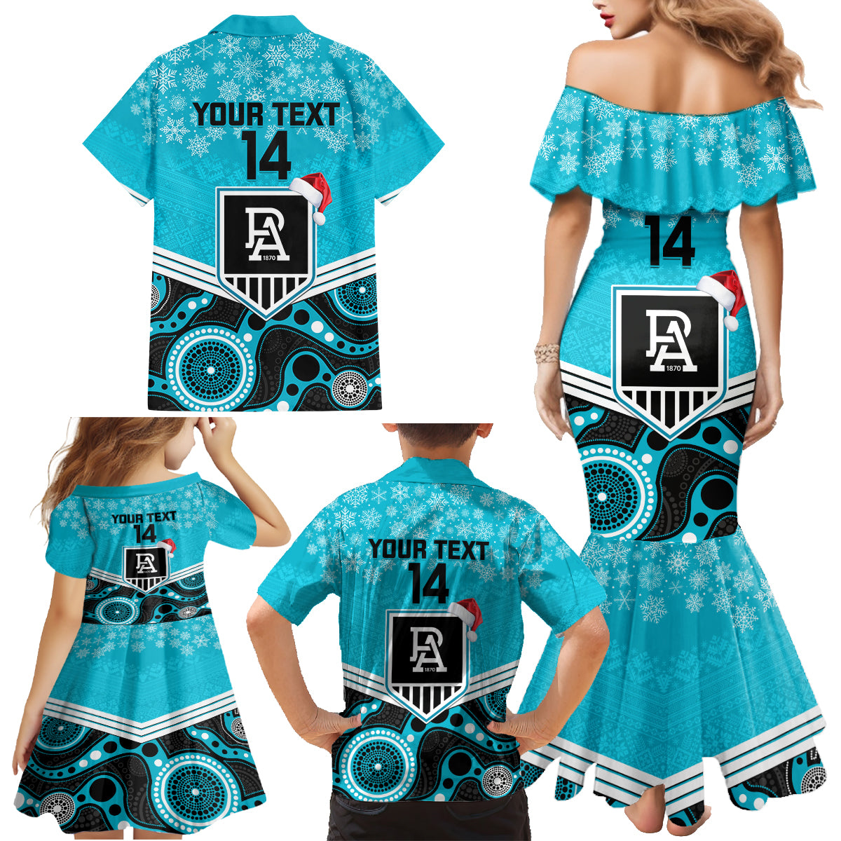 custom-port-adelaide-football-christmas-family-matching-mermaid-dress-and-hawaiian-shirt-merry-xmas-2023-mix-aboriginal-art