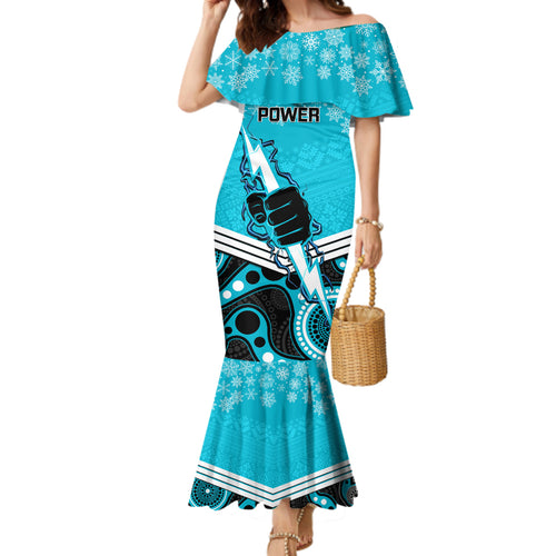custom-port-adelaide-football-christmas-family-matching-mermaid-dress-and-hawaiian-shirt-merry-xmas-2023-mix-aboriginal-art