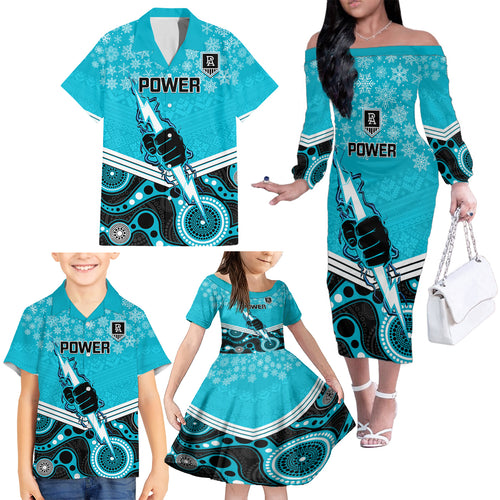 custom-port-adelaide-football-christmas-family-matching-off-shoulder-long-sleeve-dress-and-hawaiian-shirt-merry-xmas-2023-mix-aboriginal-art