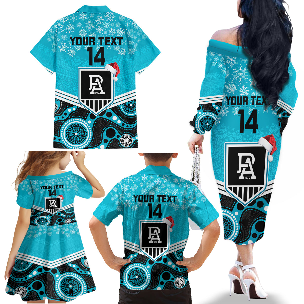 custom-port-adelaide-football-christmas-family-matching-off-shoulder-long-sleeve-dress-and-hawaiian-shirt-merry-xmas-2023-mix-aboriginal-art
