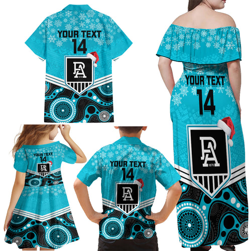 custom-port-adelaide-football-christmas-family-matching-off-shoulder-maxi-dress-and-hawaiian-shirt-merry-xmas-2023-mix-aboriginal-art