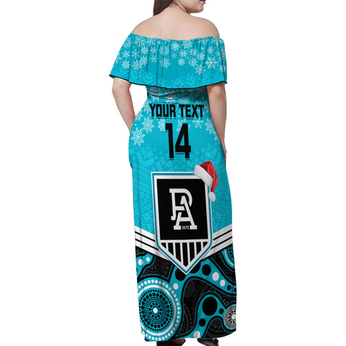 custom-port-adelaide-football-christmas-family-matching-off-shoulder-maxi-dress-and-hawaiian-shirt-merry-xmas-2023-mix-aboriginal-art