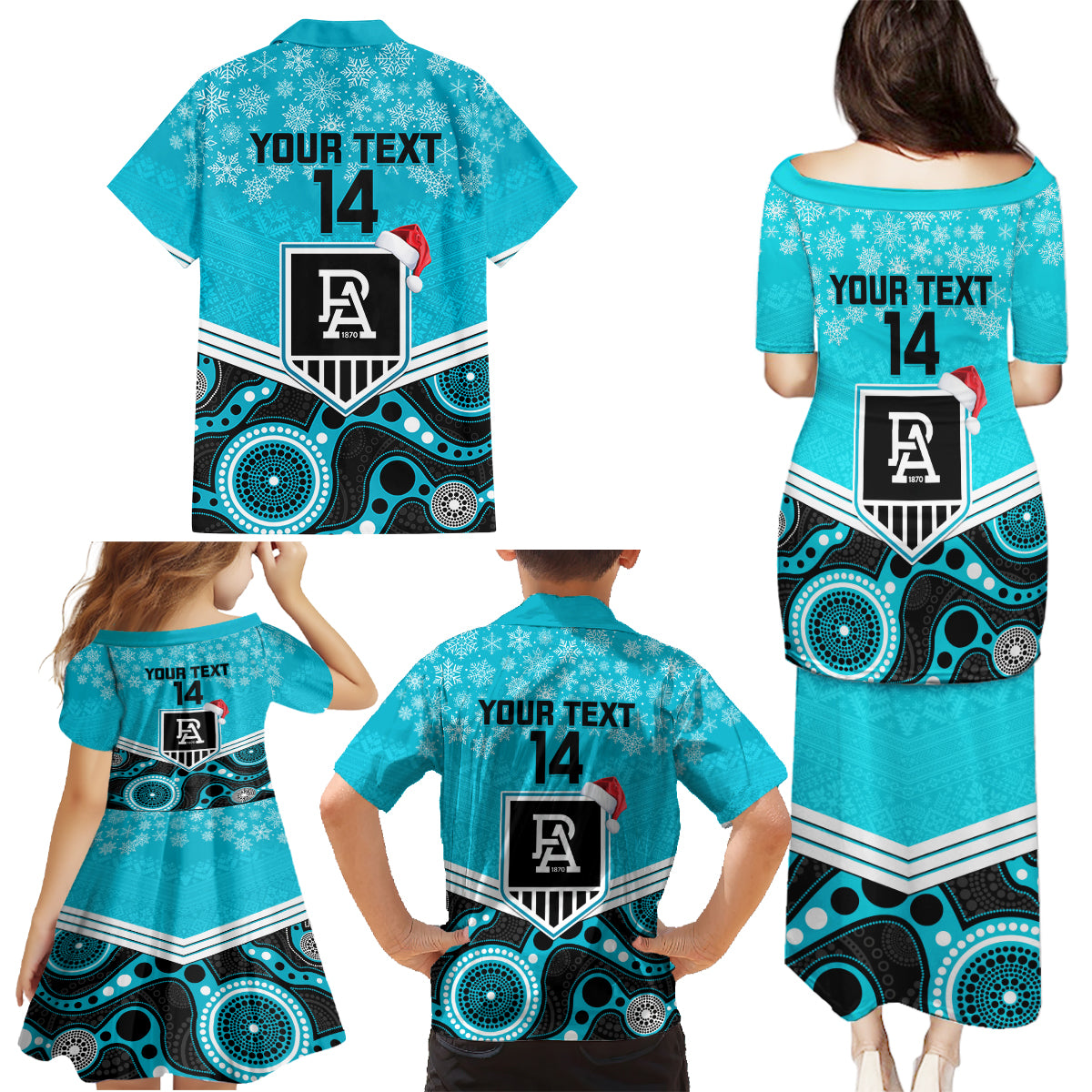custom-port-adelaide-football-christmas-family-matching-puletasi-dress-and-hawaiian-shirt-merry-xmas-2023-mix-aboriginal-art