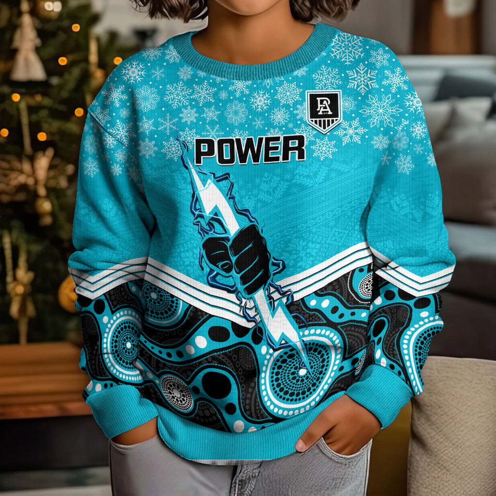 custom-port-adelaide-football-christmas-kid-ugly-christmas-sweater-merry-xmas-2023-mix-aboriginal-art