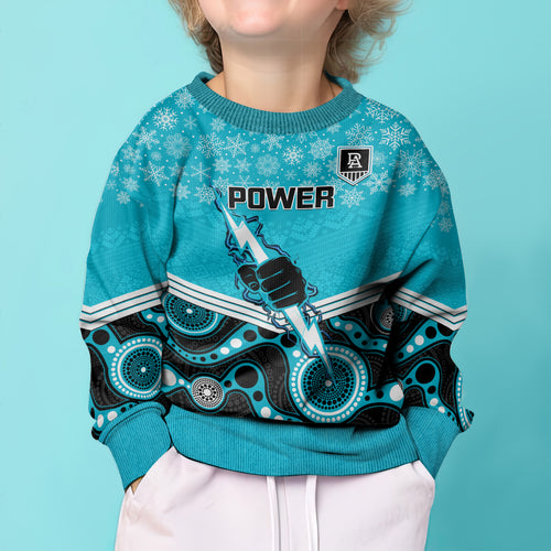 custom-port-adelaide-football-christmas-kid-ugly-christmas-sweater-merry-xmas-2023-mix-aboriginal-art