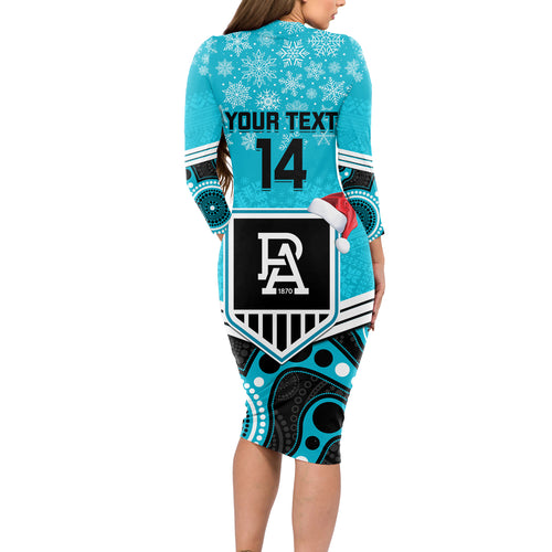 custom-port-adelaide-football-christmas-long-sleeve-bodycon-dress-merry-xmas-2023-mix-aboriginal-art