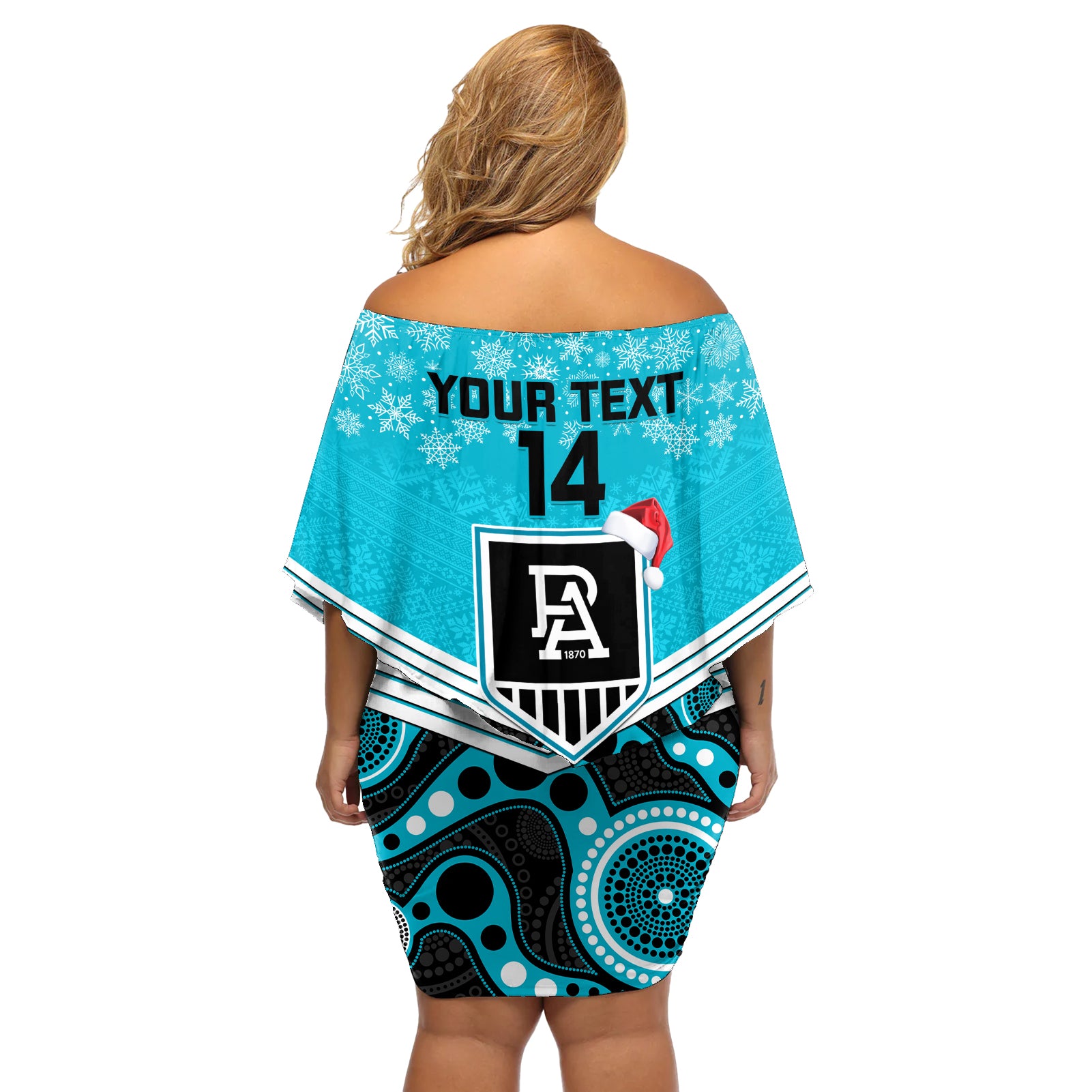 custom-port-adelaide-football-christmas-off-shoulder-short-dress-merry-xmas-2023-mix-aboriginal-art