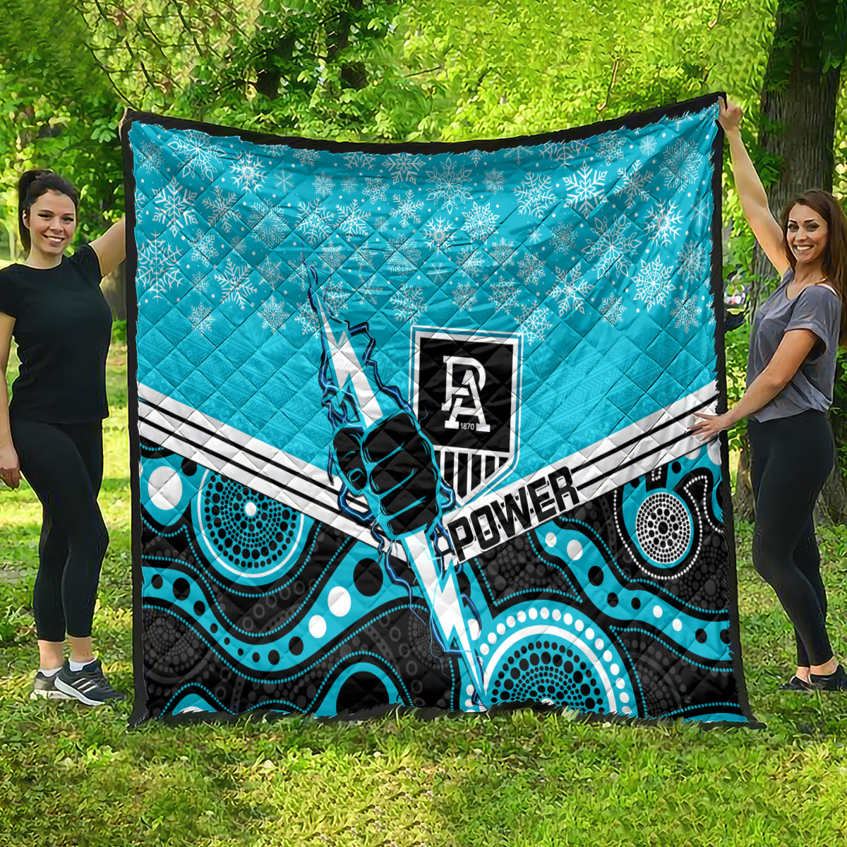 custom-port-adelaide-football-christmas-quilt-merry-xmas-2023-mix-aboriginal-art