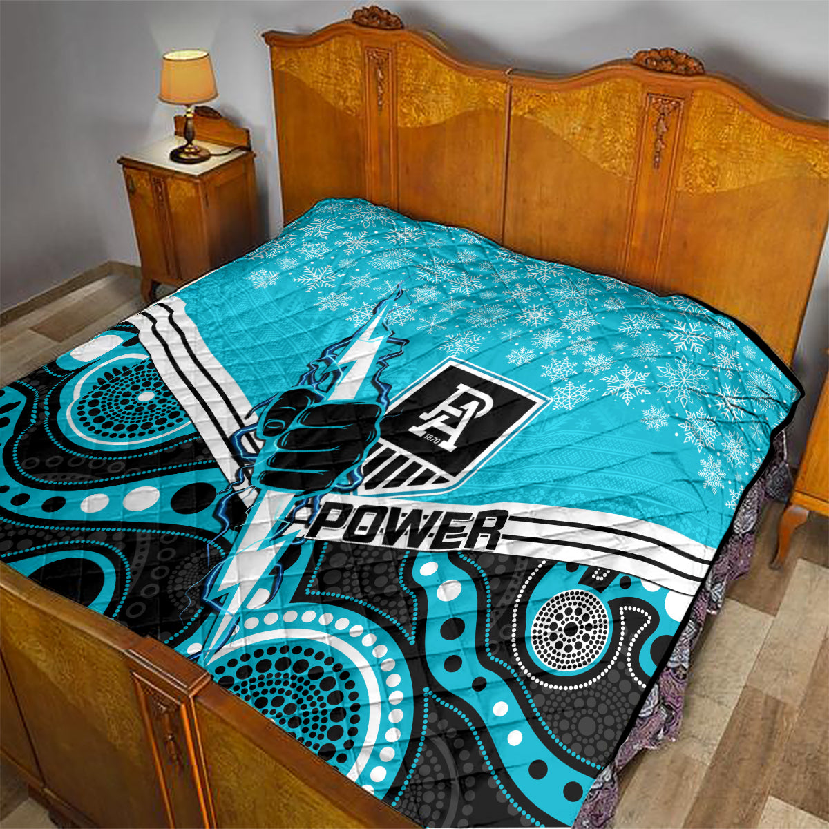 custom-port-adelaide-football-christmas-quilt-merry-xmas-2023-mix-aboriginal-art