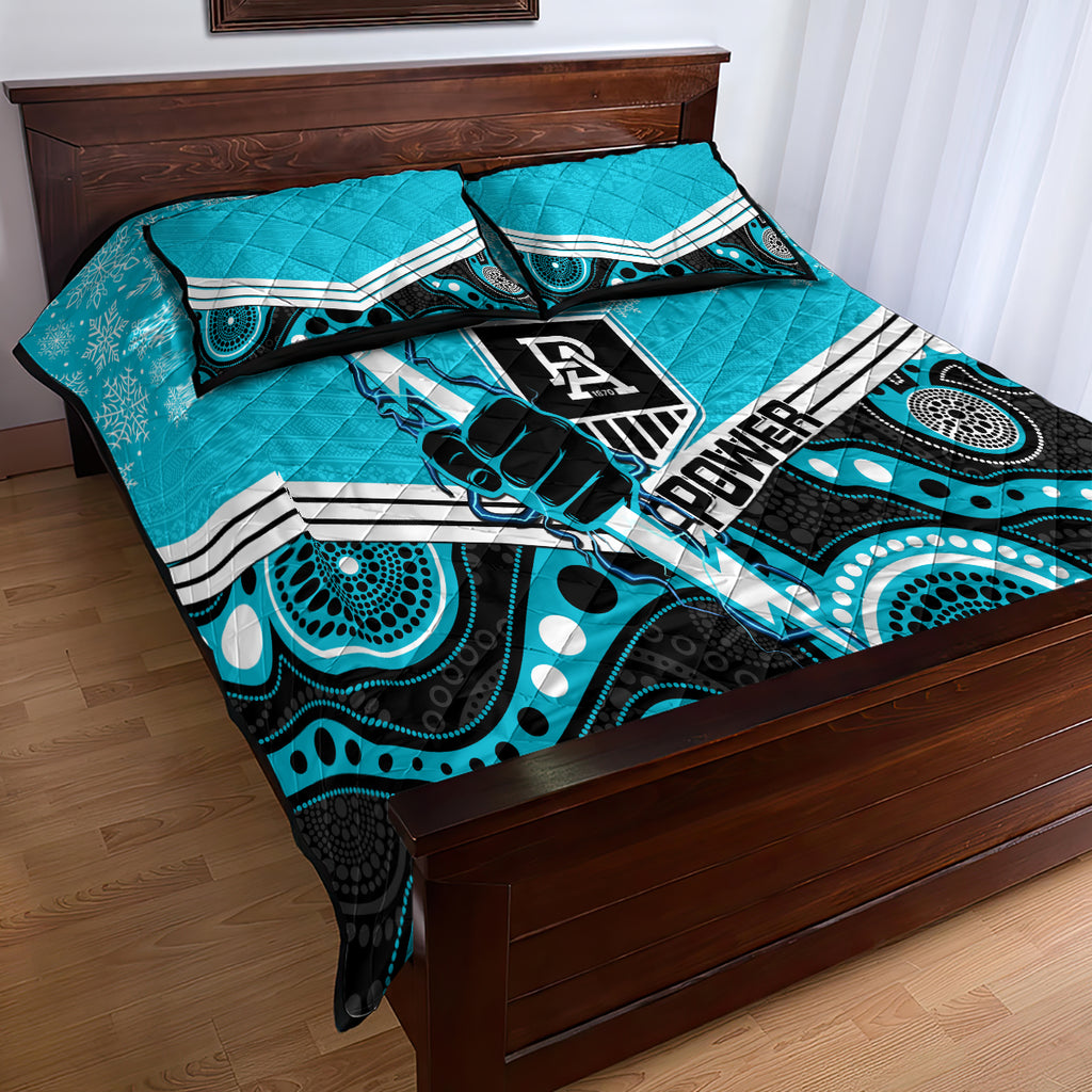 custom-port-adelaide-football-christmas-quilt-bed-set-merry-xmas-2023-mix-aboriginal-art