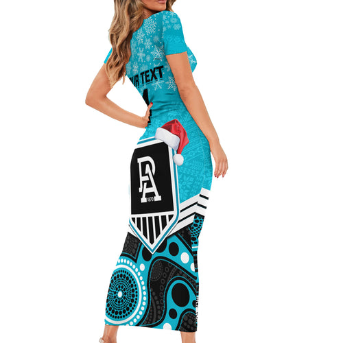 custom-port-adelaide-football-christmas-short-sleeve-bodycon-dress-merry-xmas-2023-mix-aboriginal-art