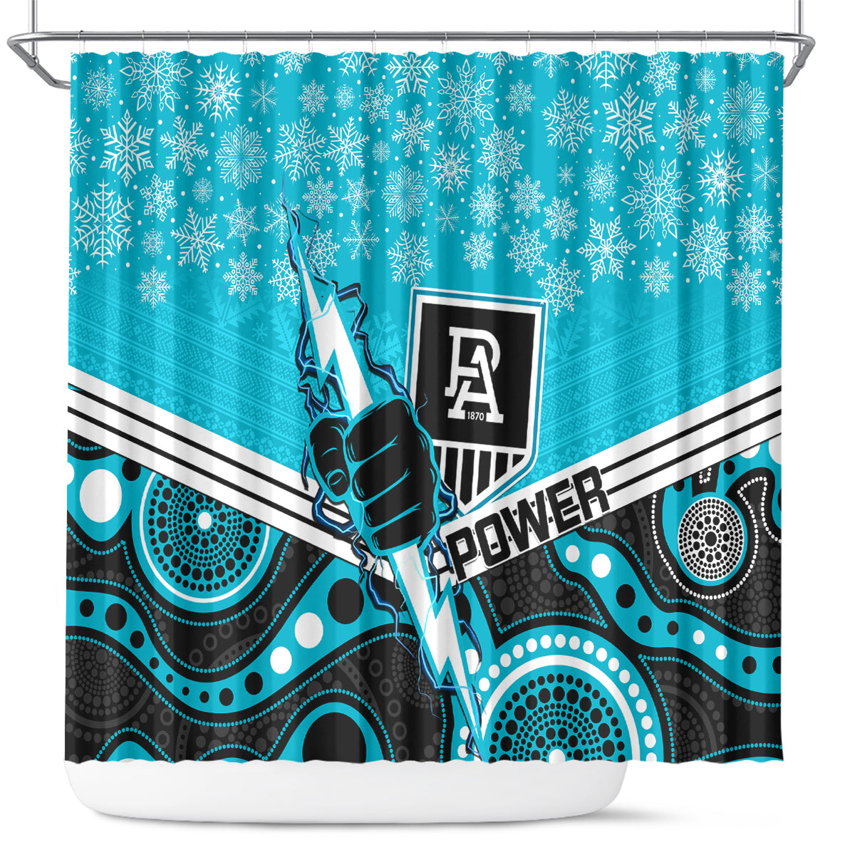 custom-port-adelaide-football-christmas-shower-curtain-merry-xmas-2023-mix-aboriginal-art