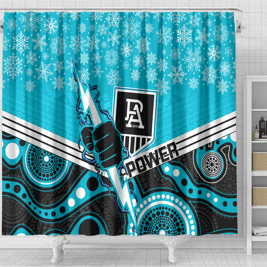 custom-port-adelaide-football-christmas-shower-curtain-merry-xmas-2023-mix-aboriginal-art