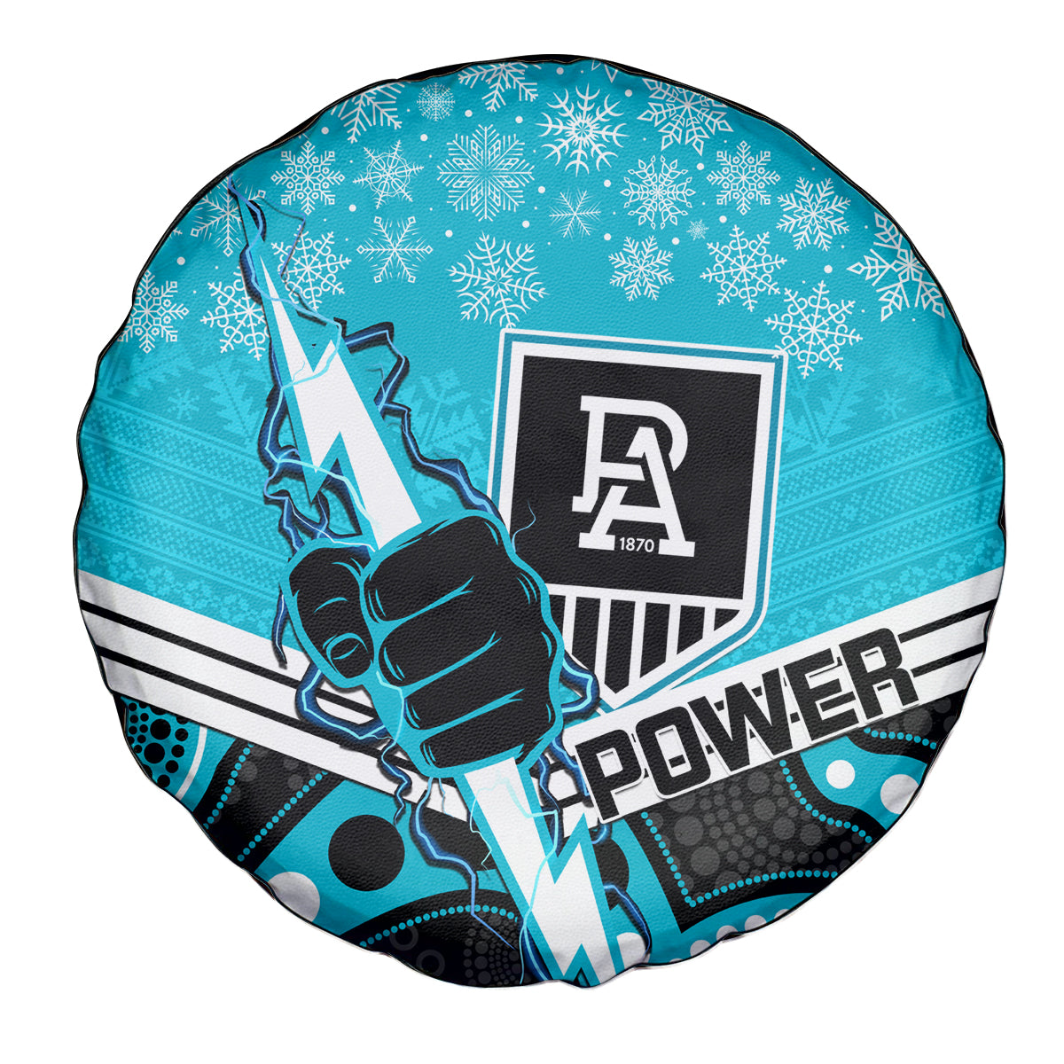 custom-port-adelaide-football-christmas-spare-tire-cover-merry-xmas-2023-mix-aboriginal-art