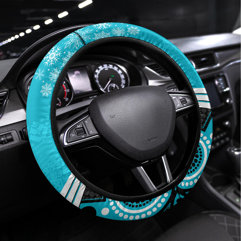 Port Adelaide Football Christmas Steering Wheel Cover Merry Xmas 2023 Mix Aboriginal Art