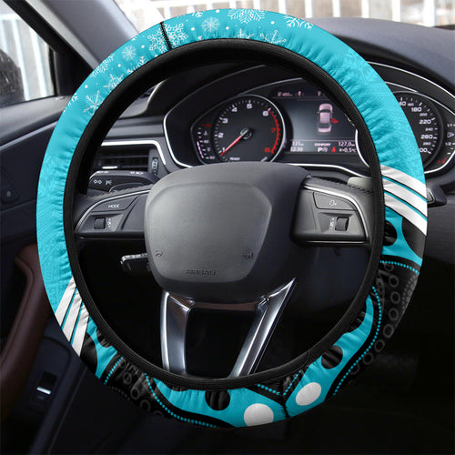 Port Adelaide Football Christmas Steering Wheel Cover Merry Xmas 2023 Mix Aboriginal Art