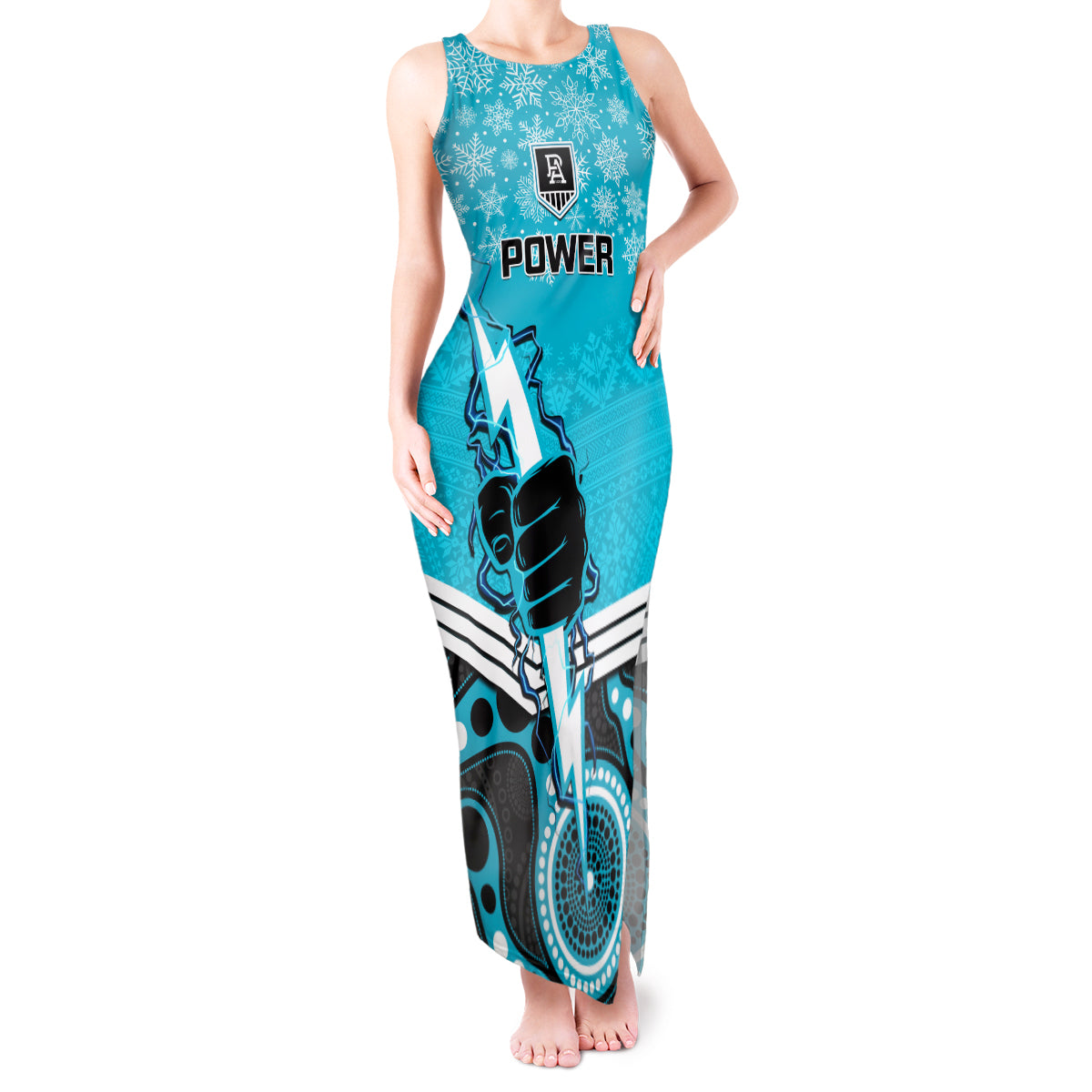 custom-port-adelaide-football-christmas-tank-maxi-dress-merry-xmas-2023-mix-aboriginal-art