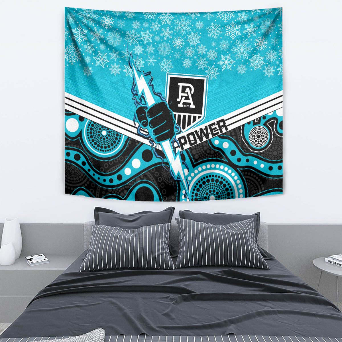 custom-port-adelaide-football-christmas-tapestry-merry-xmas-2023-mix-aboriginal-art